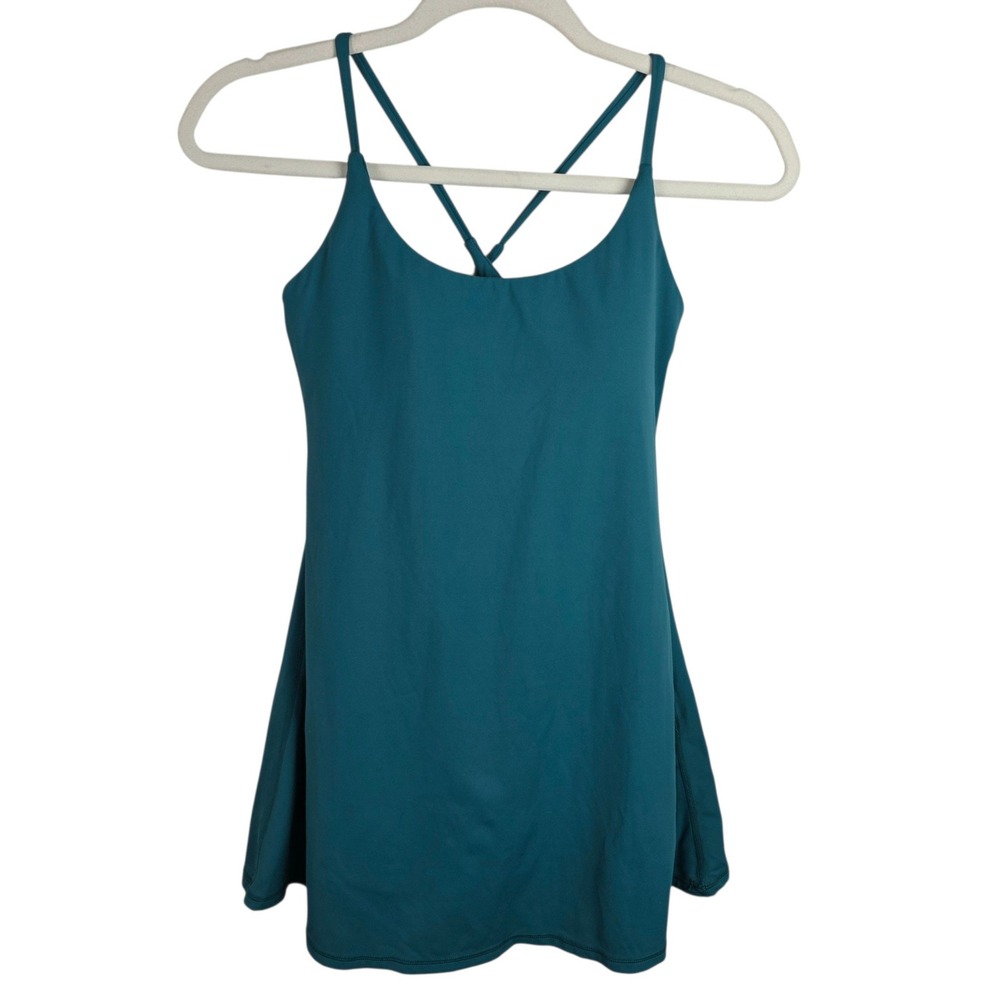 Unbranded Exercise Dress Women XS Teal Good Built-in Shorts Cross Back Active